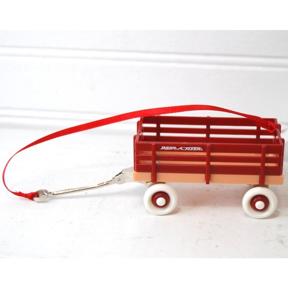 Vintage Radio Flyer ornament Miniature Classic Little Red Wagon Ribbon Pull - Picture 6 of 7